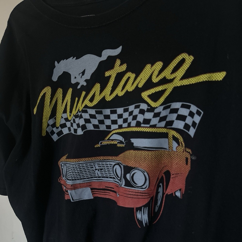 Ford Mustang Shirt Men's XL Black Short Sleeve Graphic Print Retro EUC - Picture 3 of 4